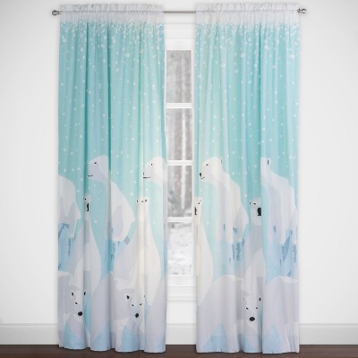 50"x84" White Bear Single Rod Pocket Curtain Panel Light Blue - Crayola