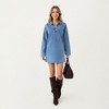 Anna-Kaci Women’s Pullover Denim Tunic Dress with Soft Woven Fabric Split Neckline Long Sleeves and Relaxed Straight Silhouette - 3 of 4