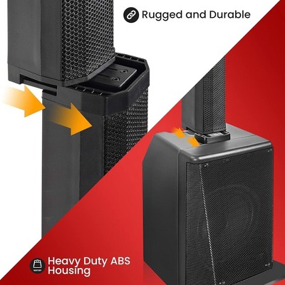Black 1600W Wireless Column Speaker with 10" Subwoofer