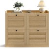 Large Shoe Storage Cabinet with 4 Flip Drawers, Narrow Shoe Cabinet for Entryway with Wooden Legs, Freestanding Hidden Shoe Rack Organizer - 3 of 4