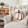 Wheat Plaid Pumpkin Pillow 18x18 - 4 of 4