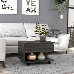 FURNIinspire Lift Up Coffee Tables Modern Wooden Conversation Table Center Table Living Room Table With Shelf, Espresso Brown, 21.6"*19.6"*15.3" - 1 of 4