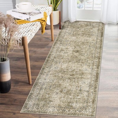 Vintage Floral Area Rug Washable Rug
