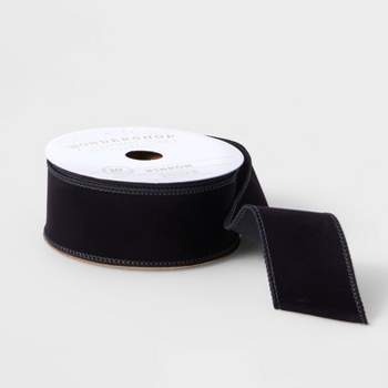 1.5" Velvet Fabric Ribbon Black 20ft - Wondershop™