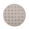 NicBex Modern 35" Round Ottomans Wood Footstools with Button Tufted and Casters for Bedroom and Living Room - 4 of 4