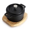 MegaChef Cast Iron 8 Ounce Mini Dutch Oven with Wood Tray - 2 of 4