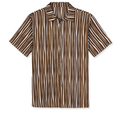 Lars Amadeus Men's Summer Striped Shirts Short Sleeves Button Down Beach Color Block Shirt