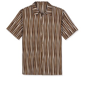 Lars Amadeus Men's Summer Striped Shirts Short Sleeves Button Down Beach Color Block Shirt - 1 of 4