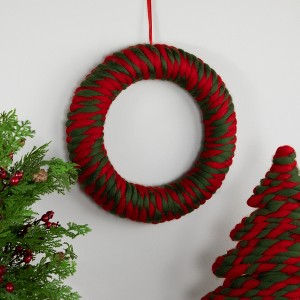 Northlight Twisted Yarn Plush Christmas Wreath - 13.5" - Unlit - 1 of 4