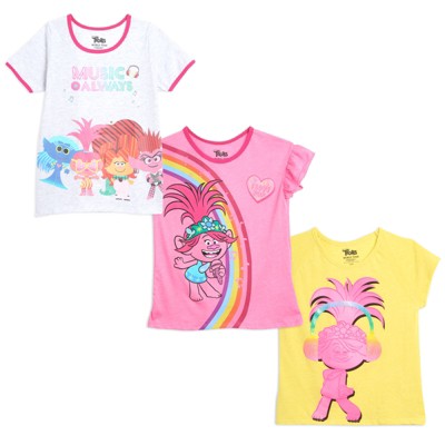 TROLLS Poppy Little Girls 3 Pack Graphic T-Shirt Pink / Yellow / White 