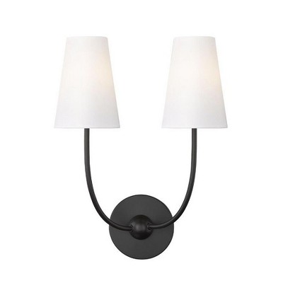 Matte Black and White 2-Light Wall Sconce