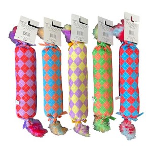 Multipet Katz Kuddlerz Elongated Plush Cat Toy with Catnip, Crinkle Sound - Assorted Colors (Pack of 1) (Yellow & Purple) - 1 of 1