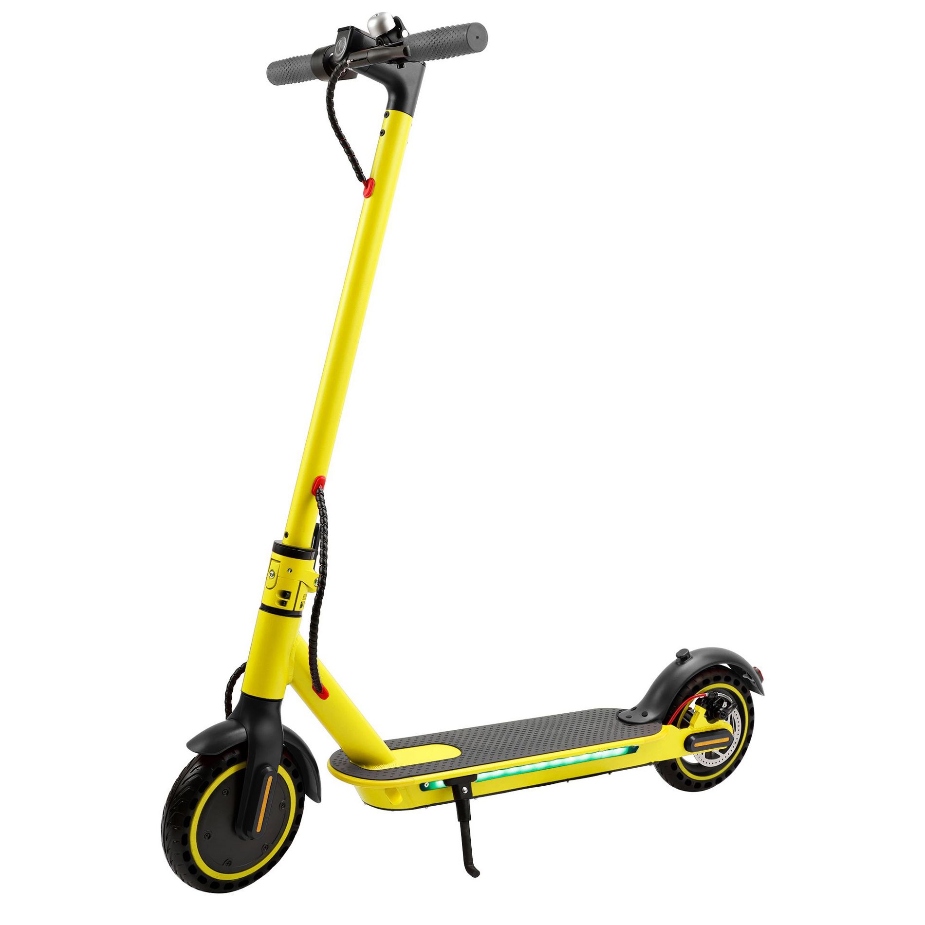 Topteng Folding Electric Scooter for Adult with Deck Light - 220lb Capacity, 21.8 Mile Range, 8.5" Wheels, Yellow