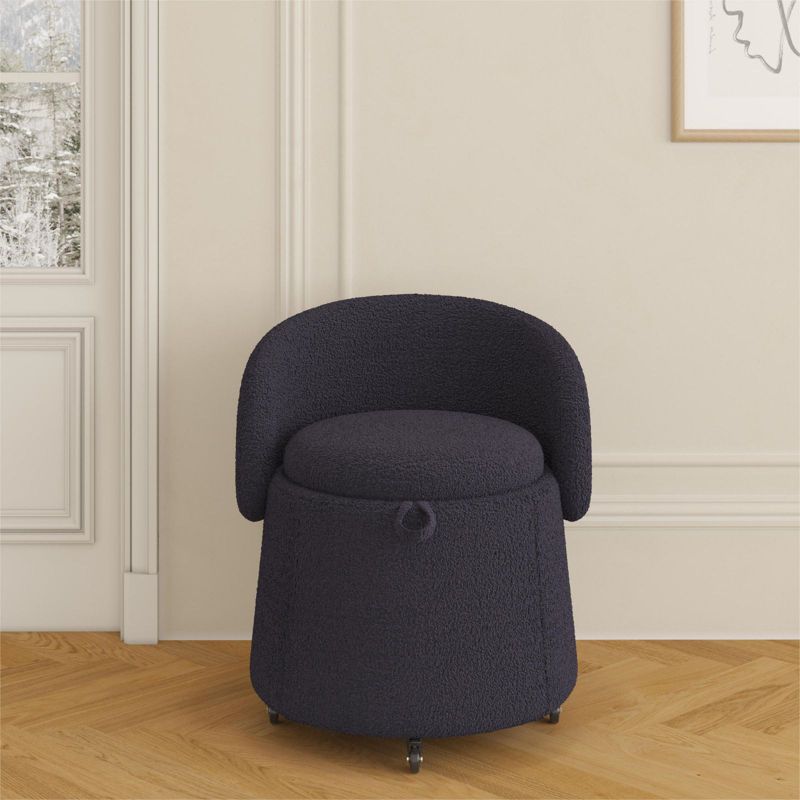 Cesar Small Teddy swivel chair,Upholstered Barrel Chair 360°Degree Swivel Side Chair with Storage,Modern Swivel Ottoman Vanity Chair-Maison Boucle, 3 of 7