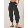 Clearlove Women's Linen Blend Pants High Waist Drawstring Pants with Cotton Loose Casual Boho Trouser with Pockets - 4 of 4