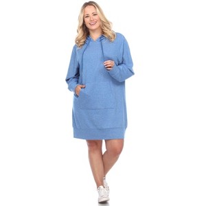 Women's Plus Size Hoodie Sweatshirt Dress - White Mark - 1 of 3