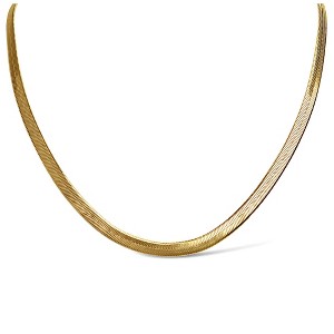 Herringbone Chain Necklace for Men or Women 18 Inch 5.5mm Wide 18K Gold Plated Stainless Steel Ginger Lyne - 1 of 4