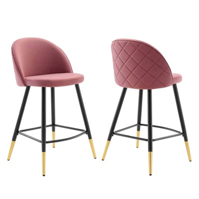 Set of 2 Cordial Performance Velvet Counter Height Barstools - Modway
