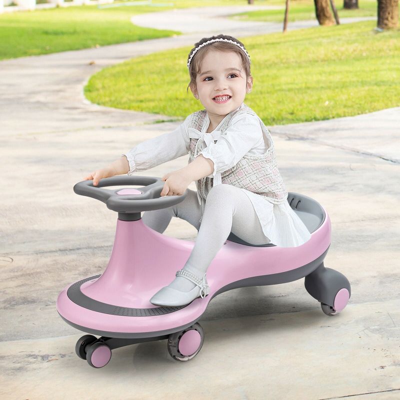 Costway Wiggle Car Ride-on Toy w/ Flashing Wheels for Toddlers & Kids, 4 of 11