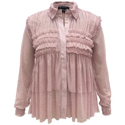 I.N.C International Concepts Womens Sparkly Pullover Blouse, Pink, X-Small