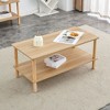 Modern 2-Tier Coffee Table for Living Room Furniture,Rectangular Center Table with Open Storage Shelf,Rounded Rubberwood legs - 2 of 4