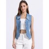 INSPIRE CHIC Women's Sleeveless Turndown Collared V Neck Button Down Waistcoat Denim Vest - 4 of 4