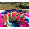 Dos Sueños Mexican Hand Blown Glassware Combo Set - Blue Rim Tequila Shot Glasses Set of 12 - 4 of 4