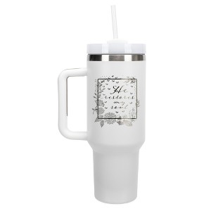 Elanze Designs He Restores My Soul Psalm Floral Frame 40 oz. Stainless Steel, Large Water Bottle Coffee Mug, Spill & Leak Resistant, Thermal Travel - 1 of 1