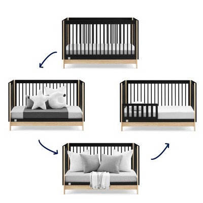 Ebony and Natural Pine 4-in-1 Convertible Crib