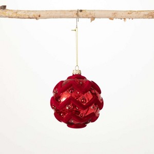 Red Velvet Pattern Ornament Red 4"H Glass - 1 of 2