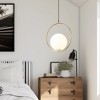 DORESshop 1-Light Circle Gold Globe Modern Pendant Light Hanging Lighting Fixture for Kitchen Island Living Room Dining Room - 2 of 4