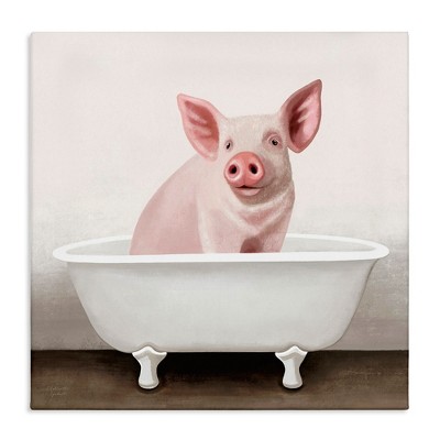 Stupell Industries Pink Farm Pig in Country Bath Tub, 24" x 24"