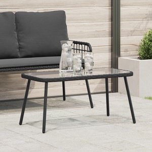 vidaXL Coffee Table Black 90x45x42 cm Poly Rattan - 1 of 4