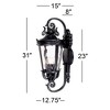 John Timberland Casa Marseille Vintage Rustic Outdoor Wall Light Fixture Textured Black Scroll 31" Clear Hammered Glass for Post Exterior Barn Deck - 4 of 4