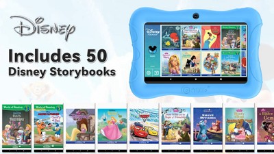 Contixo 7" Android Kids 32GB Tablet (2024 Model), Includes 50+ Disney Storybooks & Stickers, Protective Case with Kickstand, 2 of 20, play video