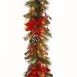 National Tree Company 9 ft. Tartan Plaid Garland with Battery Operated Warm White LED Lights