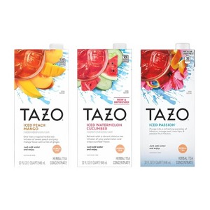 TAZO Herbal Tea Concentrate: Iced Passion, Iced Peach Mango, & Iced Watermelon Cucumber, 32 fl oz (1ea) - 1 of 4