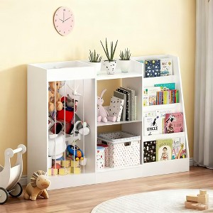 KTMBDW Kids Bookshelf and Toy Storage, 3-Tier Book Shelf with Stuffed Animal Storage, Toddler Montessori Bookshelf for Nursery, Playroom, White - 1 of 4