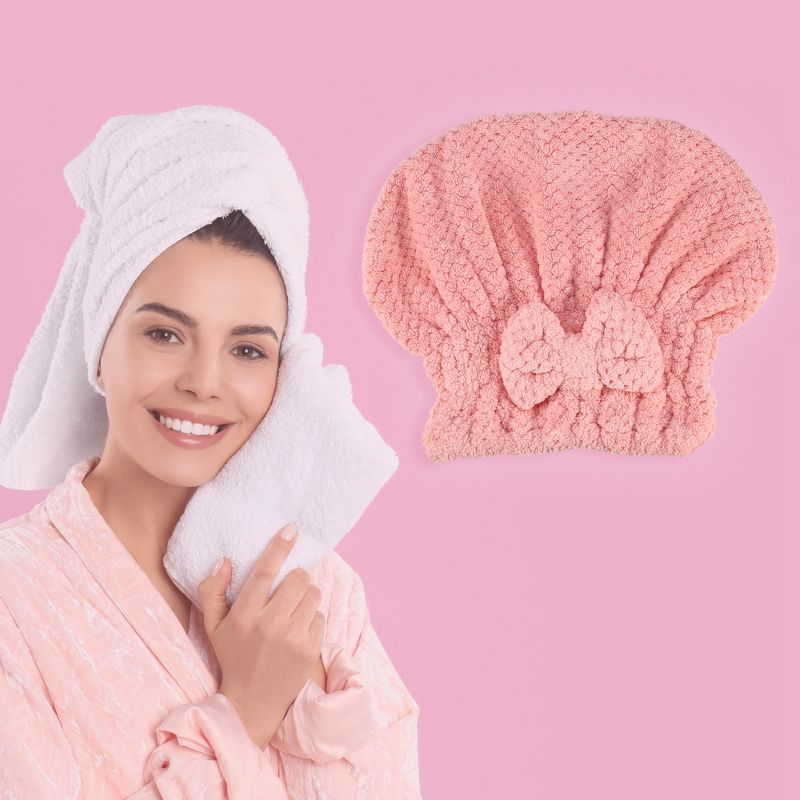 Unique Bargains Microfiber Lightweight Hair Drying Towel 2 Pcs, 2 of 7