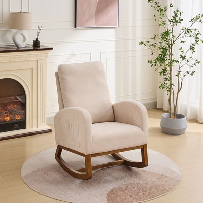 NicBex Rocking Chair Glider Rocking Chair with High Back and Side Pocket Modern Accent Chair Armchair Comfy Chair for Living Room, Bedroom