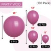 PartyWoo Balloons Magenta Dusty Rose Dark 18 12 10 5 Inch 100 pcs - 4 of 4