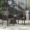 Outdoor Dining Chairs Set of 2, Wicker Patio Dining Chairs with Metal Legs for Balcony, Garden-Tanpinhause - 3 of 4