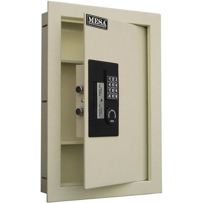 MESA MAWS2113E 0.3-0.7 cu ft Adjustable Wall Safe, All Steel Safe with Electronic Lock, Cream