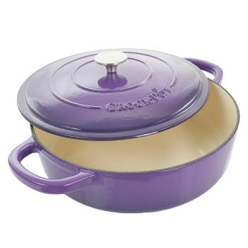 4 Qt Enameled Cast Iron Covered Braiser - Latte with Gold Stainless Steel  Knob - Tramontina US
