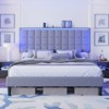 AMERLIFE Button Tufted Platform Bed Frame with LED Lights and Charging Station - 3 of 3