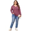Agnes Orinda Women's Plus Size V Neck Long Sleeve Casual Blouses - 3 of 4