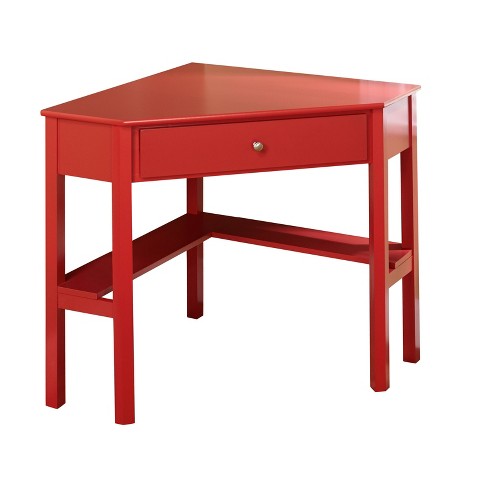 Medford Corner Desk With Storage Red, Red Corner Computer Desk