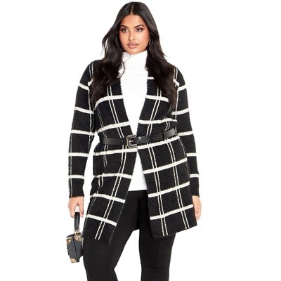 Avenue Women's Plus Size Emily Check Coatigan