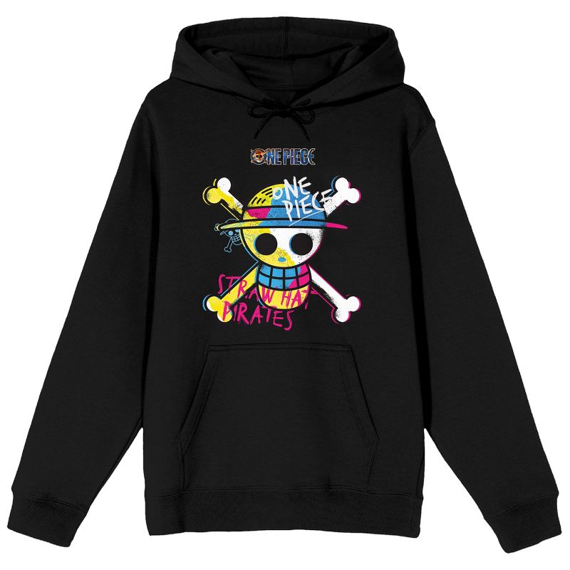 One Piece (Live Action) Graffiti-Style Straw Hat Pirates Adult Black Graphic Hoodie, 1 of 4