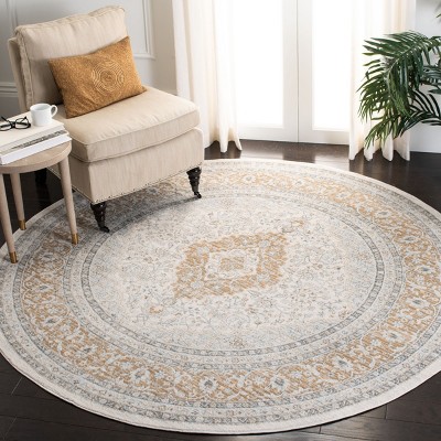Isabella Round Cream Beige Synthetic Hand-Knotted Area Rug